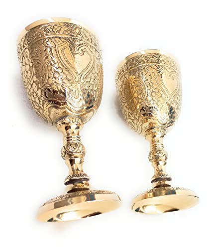 Aladean Vintage Chalice Goblet | 2Pc Set Of Royal Wine Cups Of King Arthur - Renaissance Medieval Gifts For Communion, Christmas (Roman Chalice) #TOP3