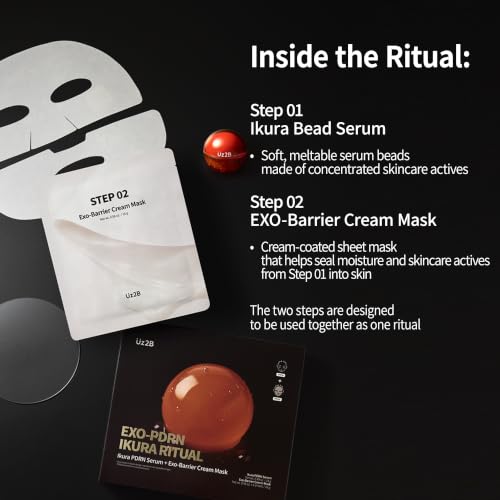 Image of Ikura Ritual PDRN Serum (1ea) & Exo-Barrier Cream Mask (5ea) Set | 2-step Korean skincare with PDRN serum and cream mask for deep hydration, moisture lock, skin renewal and barrier care.