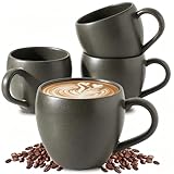 Tikooere Coffee Mugs Set of 4, Black 16 oz Coffee Mugs for Latte Cappuccino Cocoa and Tea, Ceramic Coffee Cups With Handle,Stoneware Mugs for Housewarming Gifts, Microwave＆Dishwasher Safe
