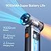 JISULIFE Portable Handheld Turbo Fan, 100 Speeds Adjustable Mini Personal Fan, 9000mAh USB Rechargeable Battery Operated, LED Display, Metal Shell with Accessories Gifts for Men Women Travel- Grey