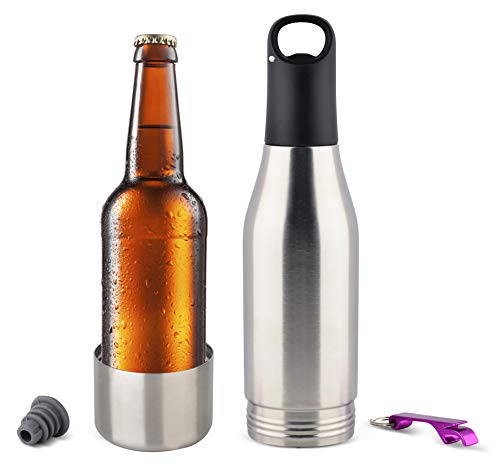 GlacierSteel Insulator Stainless Steel Beer Bottle Insulator-Beer Cooler-Beer Bottle Holder with Neoprene Lining