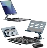 voppton for Samsung Galaxy Z Fold 7 6 5 4 Stand Keyboard Mouse, Portable Mini Bluetooth Keyboard, Foldable Adjustable Aluminum Alloy Stand Holder for Desk, with Wireless Mouse and Pen