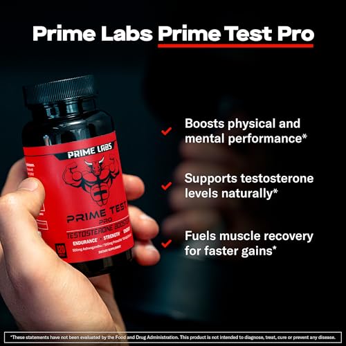 Image of Prime Labs Prime Test Pro - Testosterone Supplement for Men - Test, Vitality, & Energy Booster - with Ashwagandha, PrimaVie Shilajit Extract, & DIM - 120 Capsules