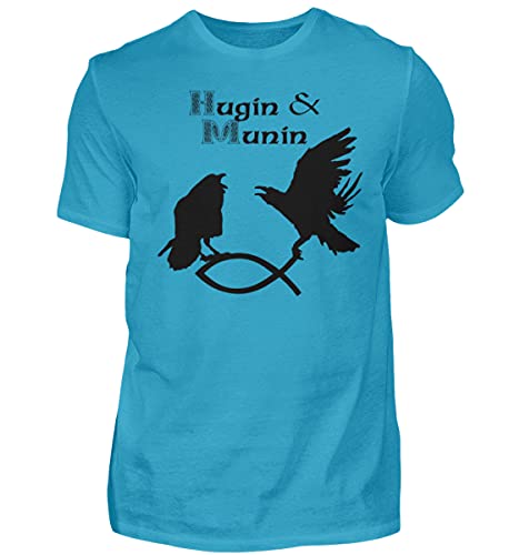 T-shirt pour homme de qualité supérieure turquoise grand col rond taille XXL
