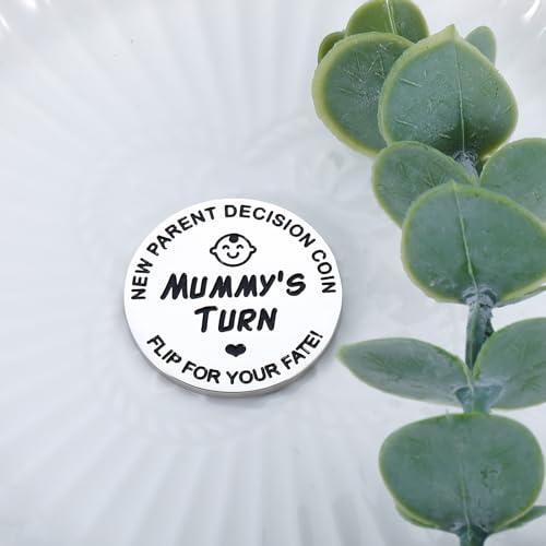 Novo presente de bebê para pais, mãe, papai, moeda de decisão engraçada para mulheres, homens, mães