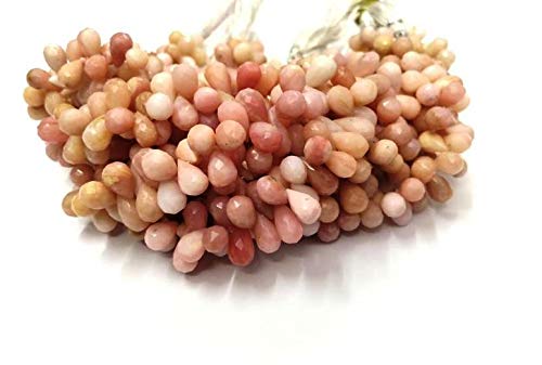 Perles gouttes opale rose naturelle percées de côté pour montage facile de pendentifs