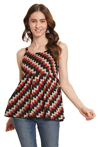 Image of COTLAND Fashions Jaipuri Cotton Printed Strappy Top for Women