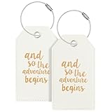 Luggage Tag & Initial Baggage Tags for Suitcases Leather Bag Tags for Backpacks Handbag School Instrument with Name ID Label Travel Essentials, Unique Fun Ivory White Personalized Luggage Tags 2 Pack