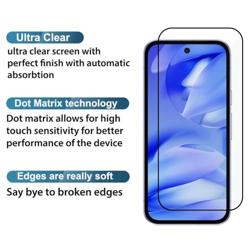 Image of HD Tempered Glass Screen Protector Compatible for Google Pixel 9A 5G with Edge to Edge coverage and Easy Installation kit