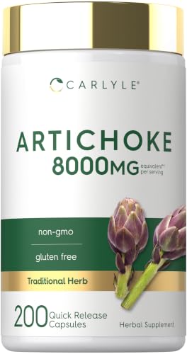 Listado de Alcachofas móviles los más recomendados. 22 Carlyle - Cápsulas de extracto de alcachofa de 8000 mg | 200 unidades | Suplemento sin OMG, sin gluten