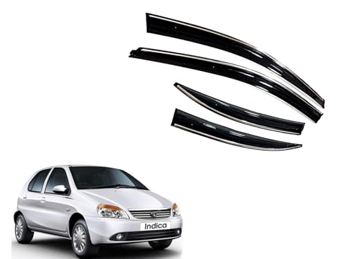 Image of CAR SAAZ Chrome Line Door Visor for Indica (Set of 4Pcs) | Rain Guard | Wind Deflector