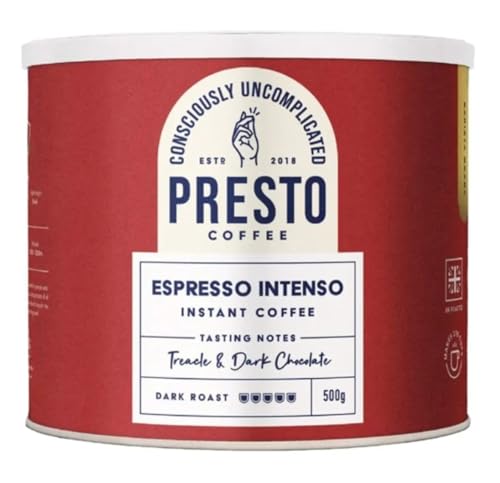 Presto Coffee – Intenso Espresso Instant Coffee – 500g – Bold & Strong – Dark Chocolate Notes – Vietnam Origin Arabica – Rainforest Alliance Certified – Recyclable Packaging