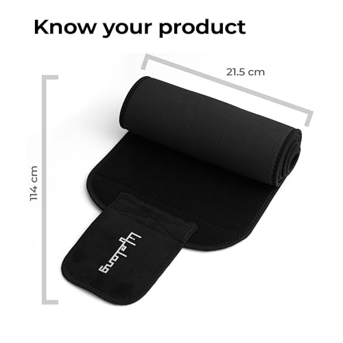 Image of Lifelong Sweat Belt | for Stomach | Men and Women | Non-Tearable Sauna Waist Trainer-Belt | Neoprene Waist Trimmer for Gym, Yoga, Running and Fitness | Adjustable Slimming-Belt (Black, Size S)