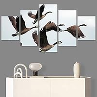 SIGNWIN 5 Panel Canvas Wall Art Birds Closeup Multicolor Photography Realism Relax/Calm Romantics for Home Decorations Ready to Hang - 60