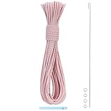 Tent Pole Shock Cord 1/8 inch 60ft, Replacement Shock Cord for Tent Rod, Tent Pole Repair Kit, Elastic Bungee Cord,Elastic Cord with Lead Wire/Washers/Clip (White/Red)