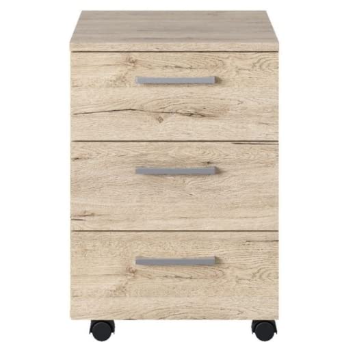 ok-living OKL platzsparender Rollcontainer Oswald klassisches Design für Flur Aufbewahrung für Wohnzimmer und Schlafzimmer Anrichte Eiche Cover