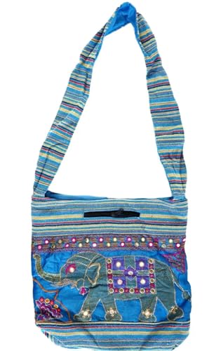 Sac à bandoulière bohème brodé main éléphant avec miroirs pour un porté confort