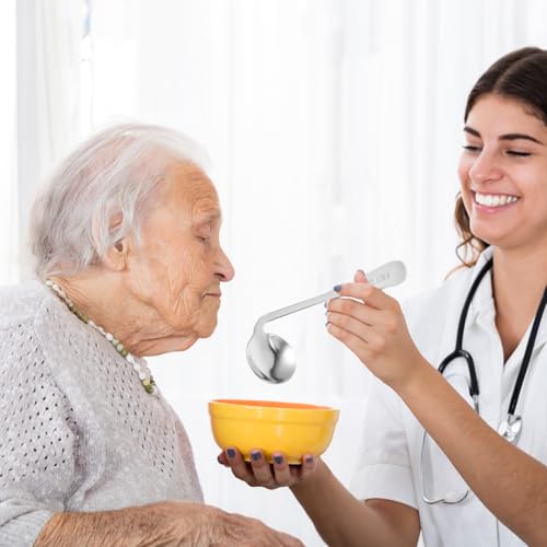 Healeved Abgewinkelter Löffel Für Senioren Ergonomisches Fütterungsutensil Mit Gebogenem Griff Ideal Für Eingeschränkte Handmotorik Und Patienten 17.0X3.8X2.0Cm