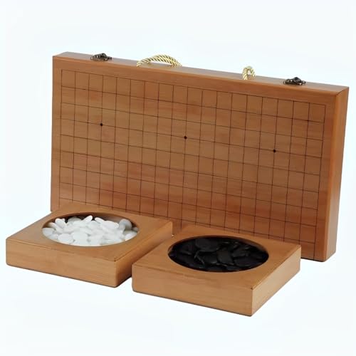 19x19 Go Game Set,Wooden Foldable Go Game Board Set, Traditional
