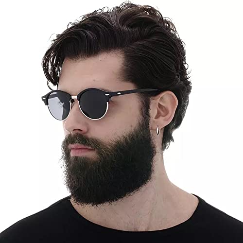 Image of AUGEN By Visions India Retro Vintage Round Abstract Unisex Sunglasses UV400 Protected Medium Size (Blue, 122)