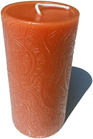 BeeTheLight Beeswax Pillar Candle - 100% Pure Bees Wax - Choose Your Size and Color - 72 Hour Burn Time - Fits 3x6 Holder - Unscented - Natural Light Honey Scent (Orange Sunrise, Large)