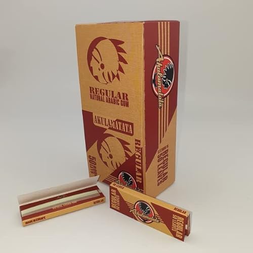 Akulamatata Regular Single Wide Rolling Papers (70 mm de longitud) 150 paquetes (3 cajas x 50 paquetes + 1 filtro GRATIS)