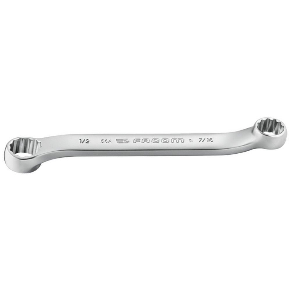 FACOM 56A.7/16X1/2 Short Angled Ring Spanner 10° Inch, Silver, 130 mm