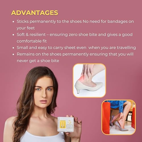 Image of SlickFix Shoe Bite Protector Pads Self-Adhesive With 4-Pcs, back heel for protectors, Heel comfort pads, Suitable for Insole, Heel savers for shoes, Sneakers, Shoes Accessories for Men & Women.