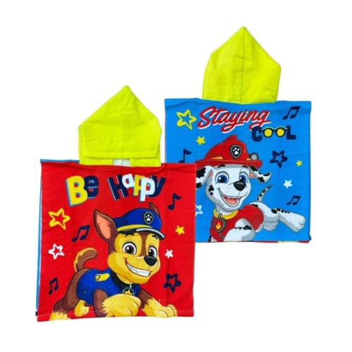 PICOBOX Poncho Toalla Niño Patrulla Canina con Capucha de Microfibra 50x50cm, Toalla Playa Infantil de Secado Rápido para Piscina y Baño, Albornoz Suave Tipo Capa Absorbente para Niños y Niñas