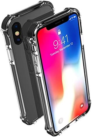 iPhone Xs Case 2018 - iPhone X case 2017- Double Layer Shock-Absorbant Material - Lightweight Slim Fit Design - Transparent Polycarbonate Backing (Black)