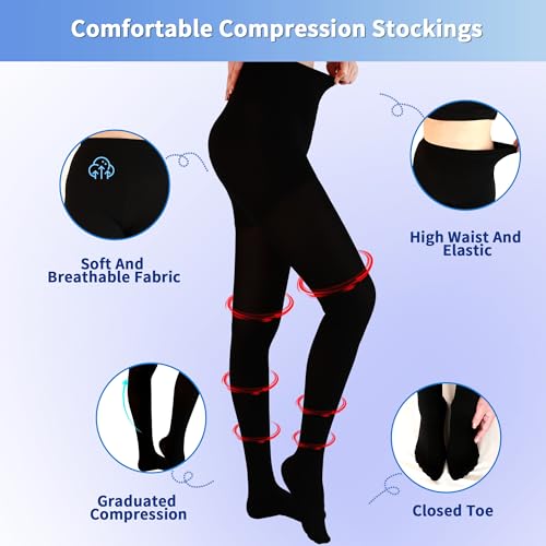 20-30 mmhg medical compression tights for women closed toe compression pantyhose support graduated compression stockings leggings tights for varicose veins edema