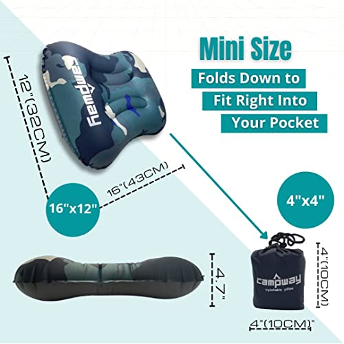 Campway Ultralight Inflatable Camping And Travel Pillows (2-Pack) - Compact, Compressible Air Pillow For Neck And Back Support - Pillow For Camping, Hiking And Backpacking #TOP6