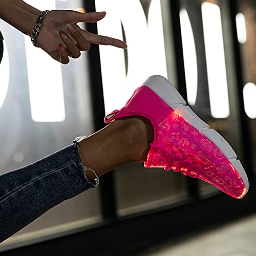 Image of LED Fiber Optic Shoes Light Up Sneakers for Women Men Luminous Trainers Flashing Sneakers for Festivals, Christmas, Halloween, New Year Party with USB Charging, White