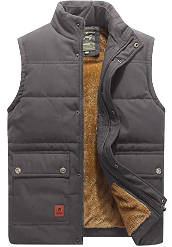 Image of VtuAOL Men's Outerwear Vest for Men Winter Puffer Vests Fleece Lined Outdoor Warm Sleeveless Jackets