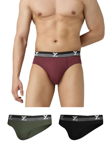 Image of XYXX Men's Aero 100% Super Combed Cotton Regular Fit Solid Anti Bacterial Briefs with No Marks Waistband (Pack of 3)