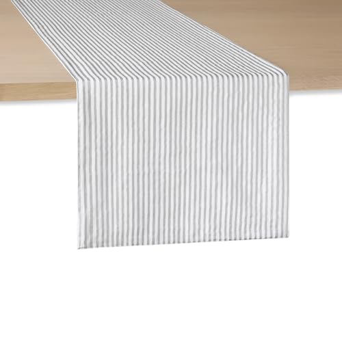 kate-spade-new-york-Hand-Painted-Shirting-Stripe-Reversible-Table-Runner-100-Cotton-with-Metallic-Print-SilverWhite-15x72 kate spade new york Hand Painted Shirting Stripe Reversible Table Runner 100 Cotton with Metallic Print SilverWhite 15×72