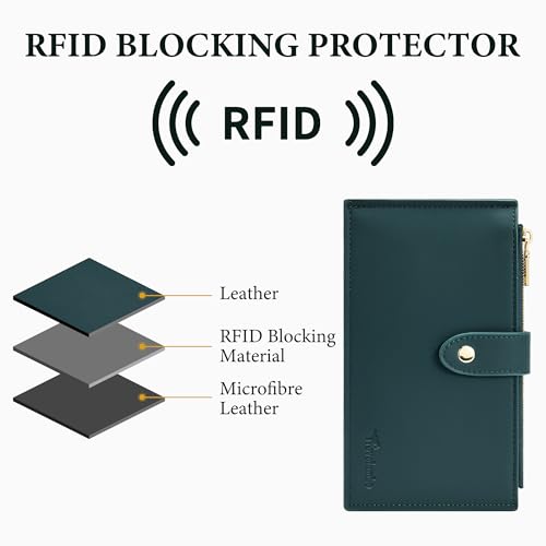 Image of Travelambo Leather Wallets for Women Slim RFID Blocking Bifold Credit Card Holder Wallet