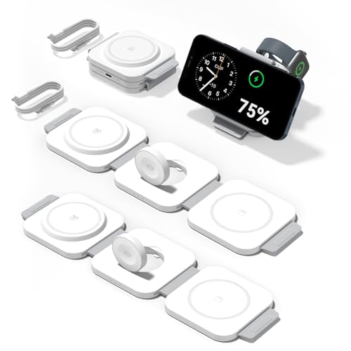 2Pack 3 in 1 Charging Station for Apple Multiple Devices Foldable Magnetic Fast Wireless Charger Dock, Travel Charging Pad for iPhone 17 16 15 14 13 12 Series Apple Watch Series & AirPods 4/3/2/Pro