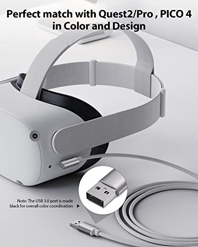 Link Kabel 5m,Kompatibel mit Meta/Oculus Quest2/Pro PICO 4 Zubehör und PC Steam VR,Stouchi Virtual Reality Headset Kabel,Hochgeschwindigkeits PC Datenübertragungs,USB 3.0 auf USB C Kabel für Gaming PC - Image 4