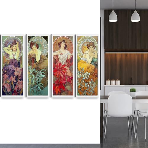 Affiche Alphonse Mucha déco salon triptyque vintage style art nouveau - 2