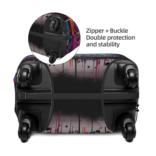 Travel Luggage Cover Fashion Suitcase Protector Colorful Graffiti Spandex Baggage Covers Washable Suitcase Covers Anti-Scratch Luggage Cover Protectors Fits 18-32 Inch Suitcases X-Large3