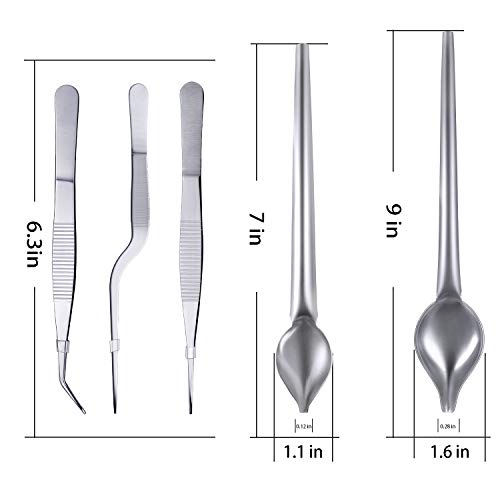 Pinças de Aço Inoxidável com 5 Peças da Boao com Pontas de Precisão Serrilhadas e Colheres de Desenh