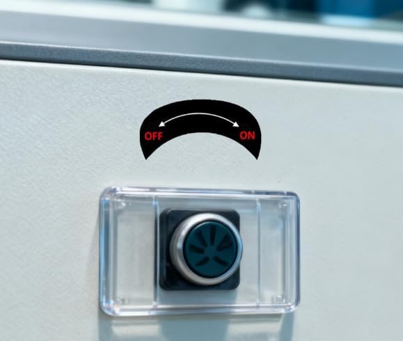 Miniatura 7 de Calcomanías indicadoras de dirección de encendidoapagado, 1.2 x 0.7 pulgadas, autoadhesivas, impermeables, calcomanías para estufa (96 unidades)