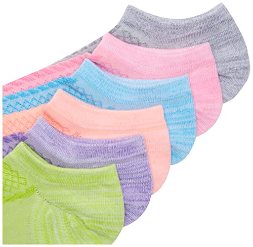 Hanes Women's 6-Pack Invisible Comfort Scoop Cut No Show Sport Liner, Pastel Texture Free Feed, 5-9 #TOP2