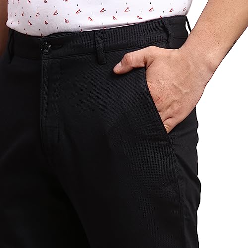 Image of Colorplus Men's Cotton Blend Solid Piece Dyed Pattern Tailored Fit Flat Front Casual Trouser