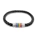 Bling Jewelry Unisex Black Leather Rainbow Gay Pride Bracelet 8.5in Steel