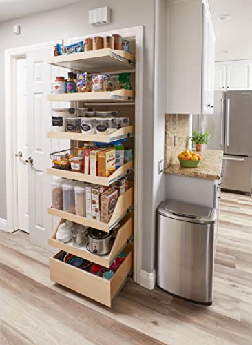 Slide-A-Shelf Made-To-Fit Slide-Out Shelf: Oak Wood Front With Full Extension Soft Close Rail #TOP5