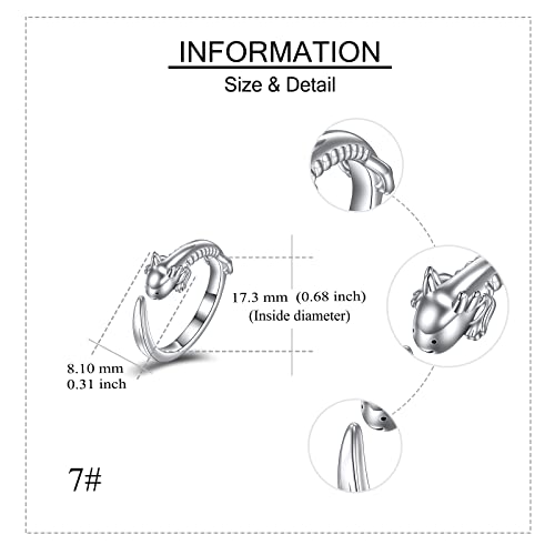 Yafeini Axolotl Rings 925 Sterling Silver Axolotl Statement Rings Animal Jewelry Gifts For Women Girls #TOP3