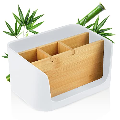 LIVONDO ECO Schreibtisch Organizer | Tisch- Büro- Kosmetik- Organizer | Handy & Tablet Halterung | Stiftehalter Schreibtisch | Briefablage | Serviettenhalter | home office storage (klein, weiß) Cover