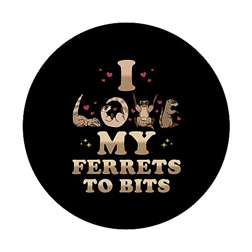 Ferret Pet Lover - I Love My Ferrets To Bits - Funny Ferret PopSockets Swappable PopGrip, Black - Image 3